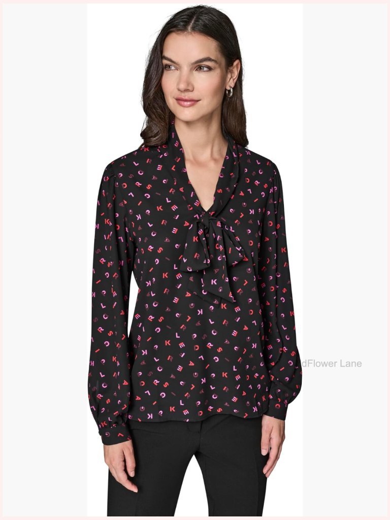 Women's Long Sleeve Blouse With Collared Neck, Polyester, Machine Wash